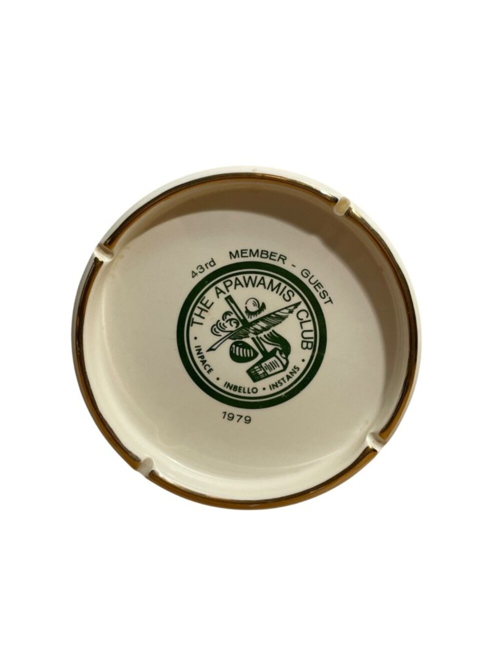 The Apawamis Club Rye NY 43rd Member Guest Tournament 1979 Ashtray w Crest Gold